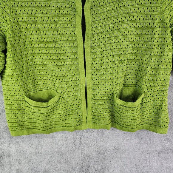 Womens Green Chicos Cardigan Sweater Short Sleeve Round Neck Size 2 (L) - Picture 3 of 11